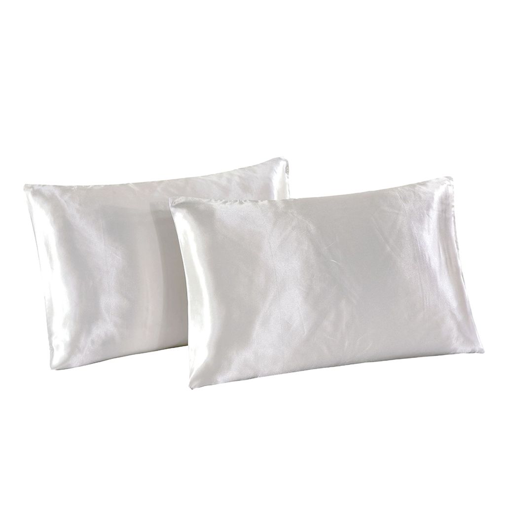 2X  Satin Standard  Bedding Pillow Case Standard (20x26") White