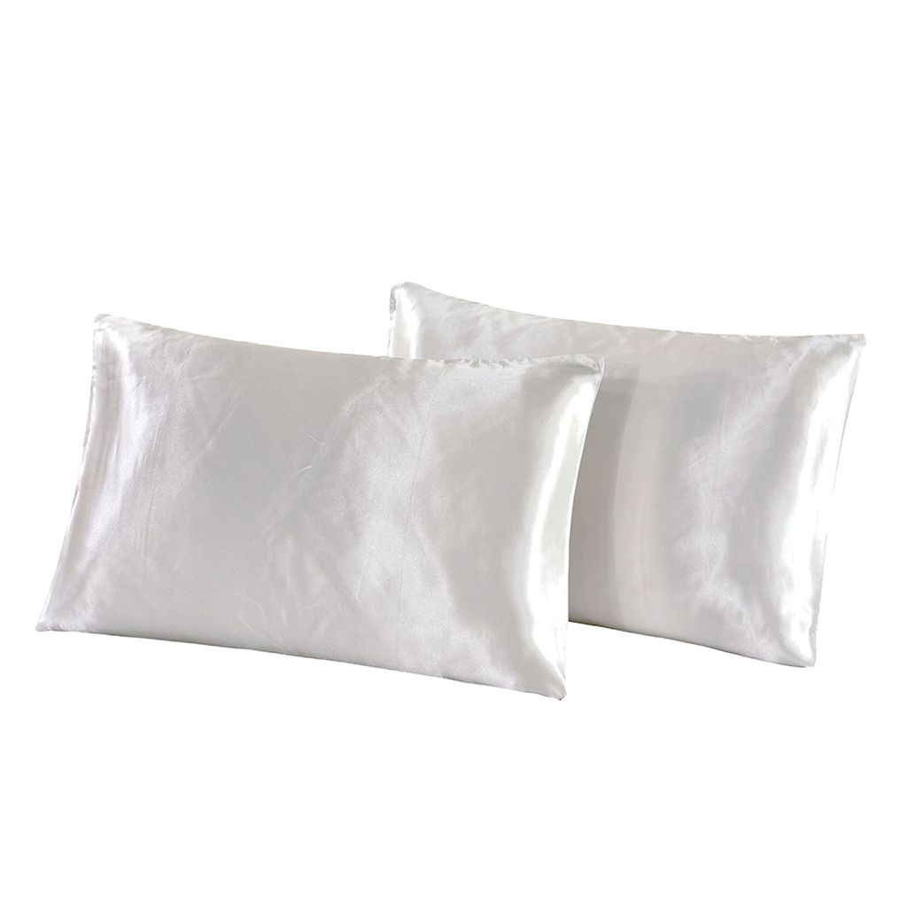 2X  Satin Standard  Bedding Pillow Case Standard (20x26") White