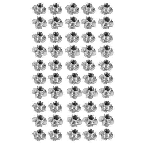 50pcs M8 Metal Captive T Nuts Pronged Tee Blind