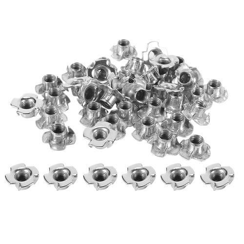 50pcs M8 Metal Captive T Nuts Pronged Tee Blind