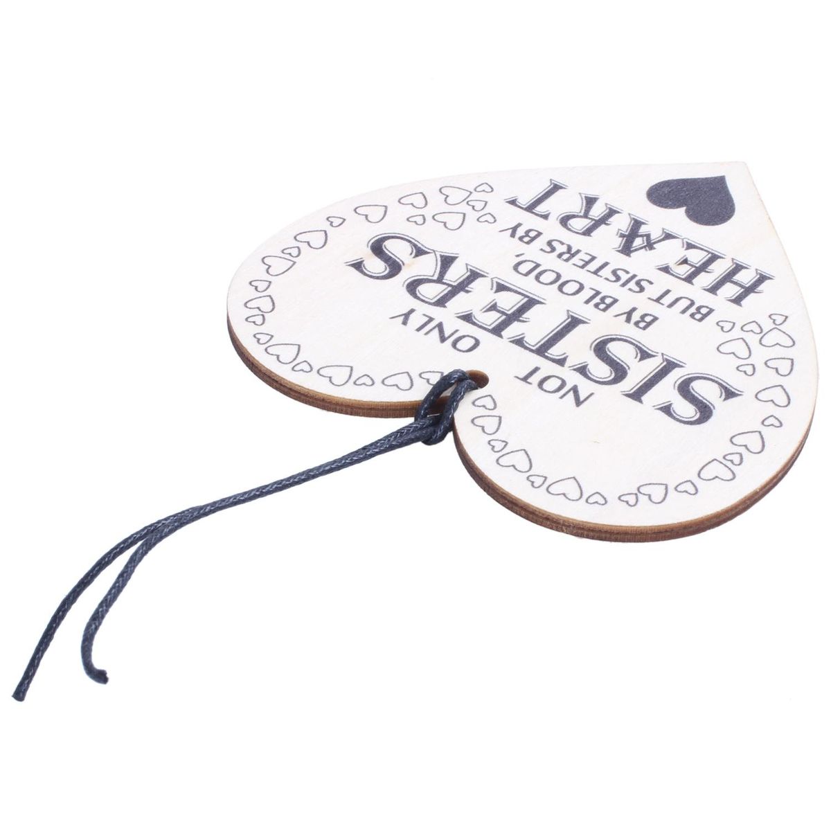Sisters By Heart Wooden Hanging Heart Shaped Best Sister Plaque Love Gift Sign