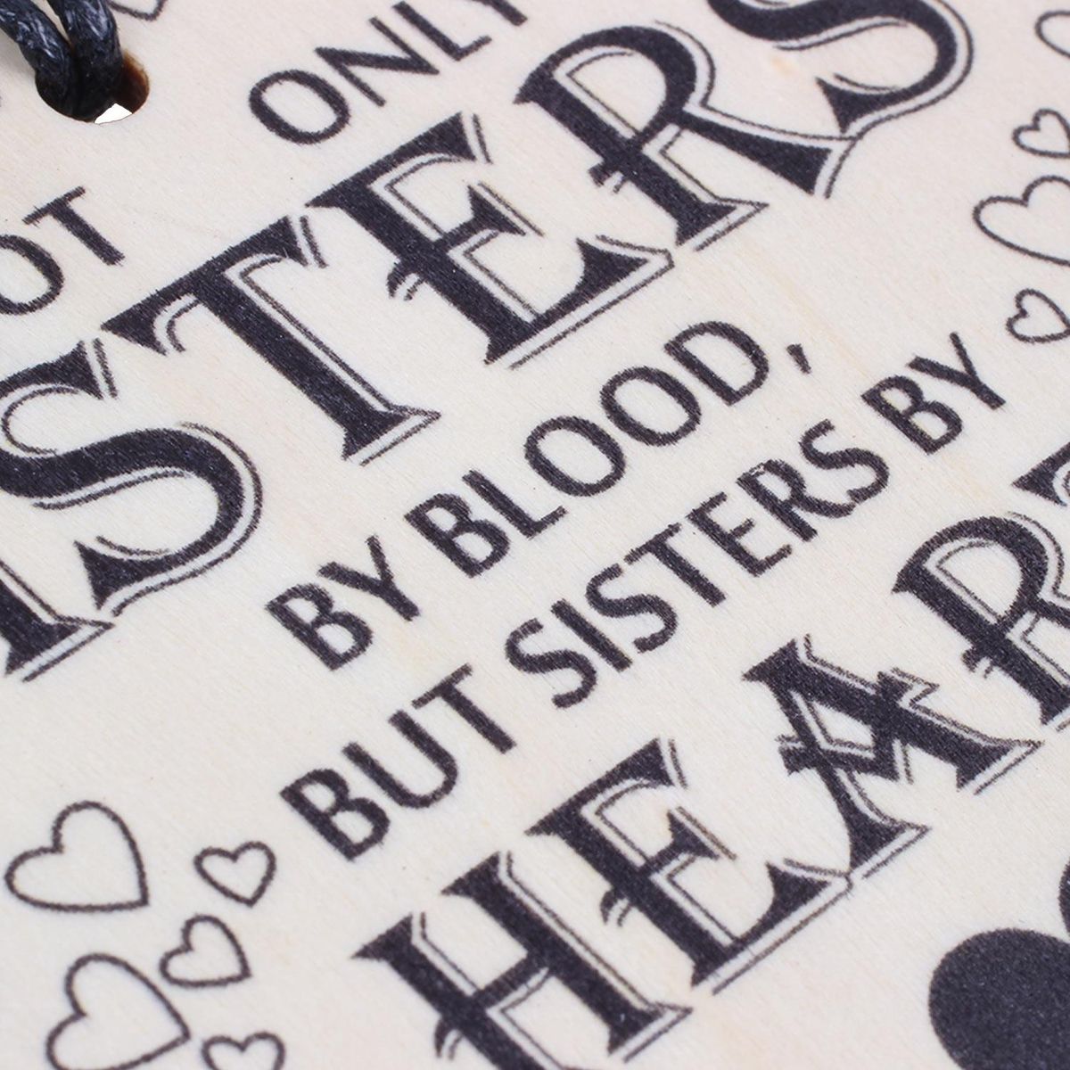 Sisters By Heart Wooden Hanging Heart Shaped Best Sister Plaque Love Gift Sign