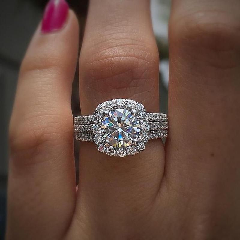 Luxury Silver Color Wedding Rings Female Ring Fashion Jewelry