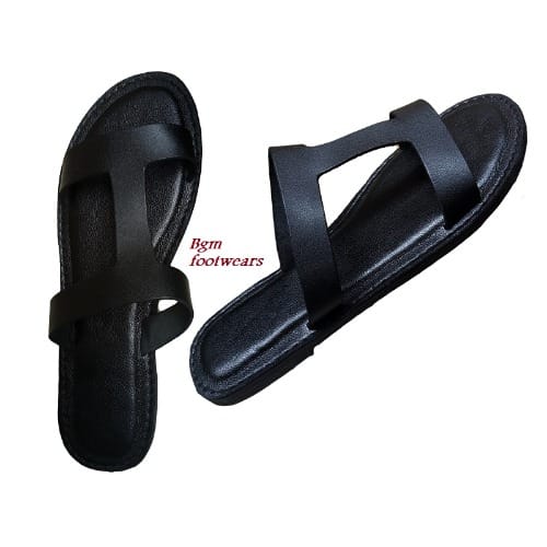 Ladies Sexy Black Trekking Leather Slippers