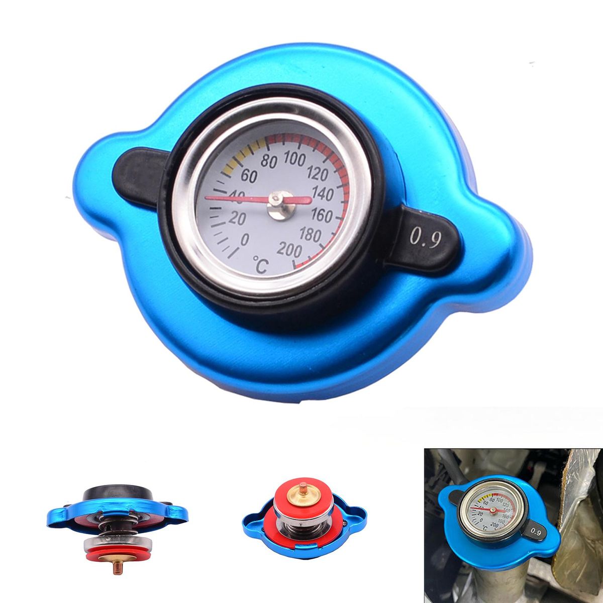 1Pcs Universal Radiator Cap Tank Cover Stainless Thermo Water Temperature  0.9 For Excavator Other Machinery Utility Safe