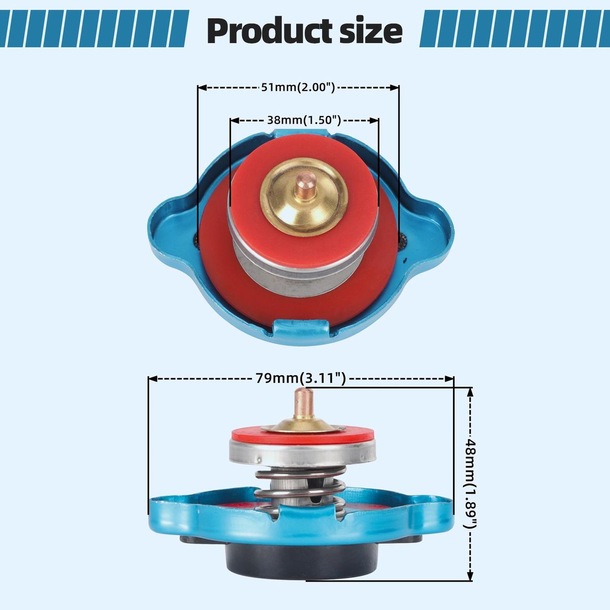 1Pcs Universal Radiator Cap Tank Cover Stainless Thermo Water Temperature  0.9 For Excavator Other Machinery Utility Safe