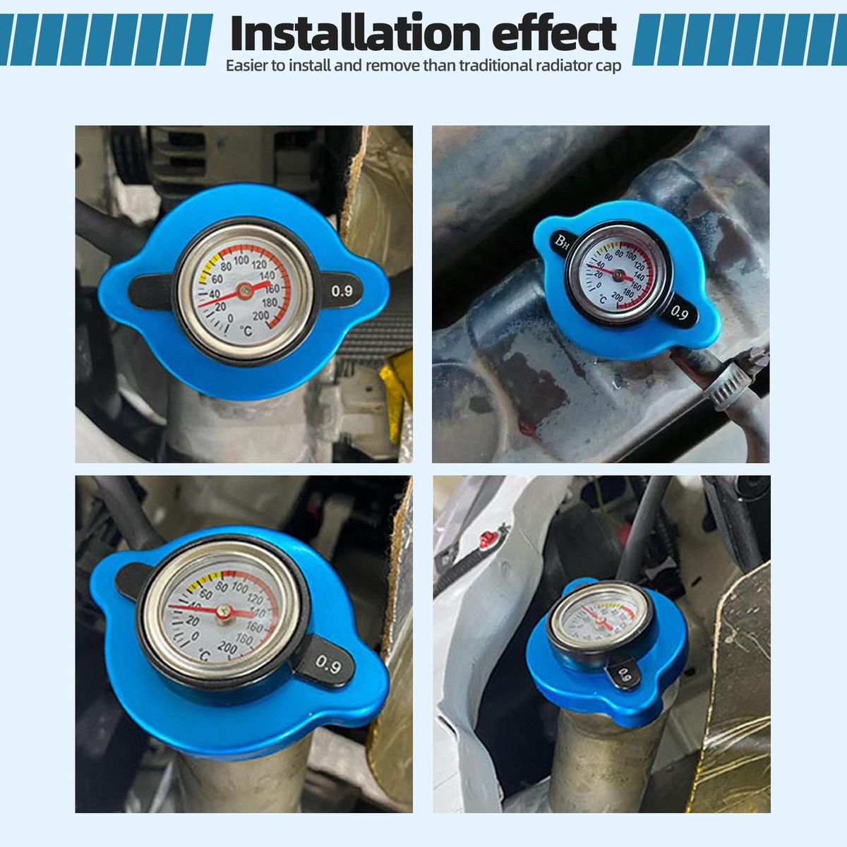 1Pcs Universal Radiator Cap Tank Cover Stainless Thermo Water Temperature  0.9 For Excavator Other Machinery Utility Safe