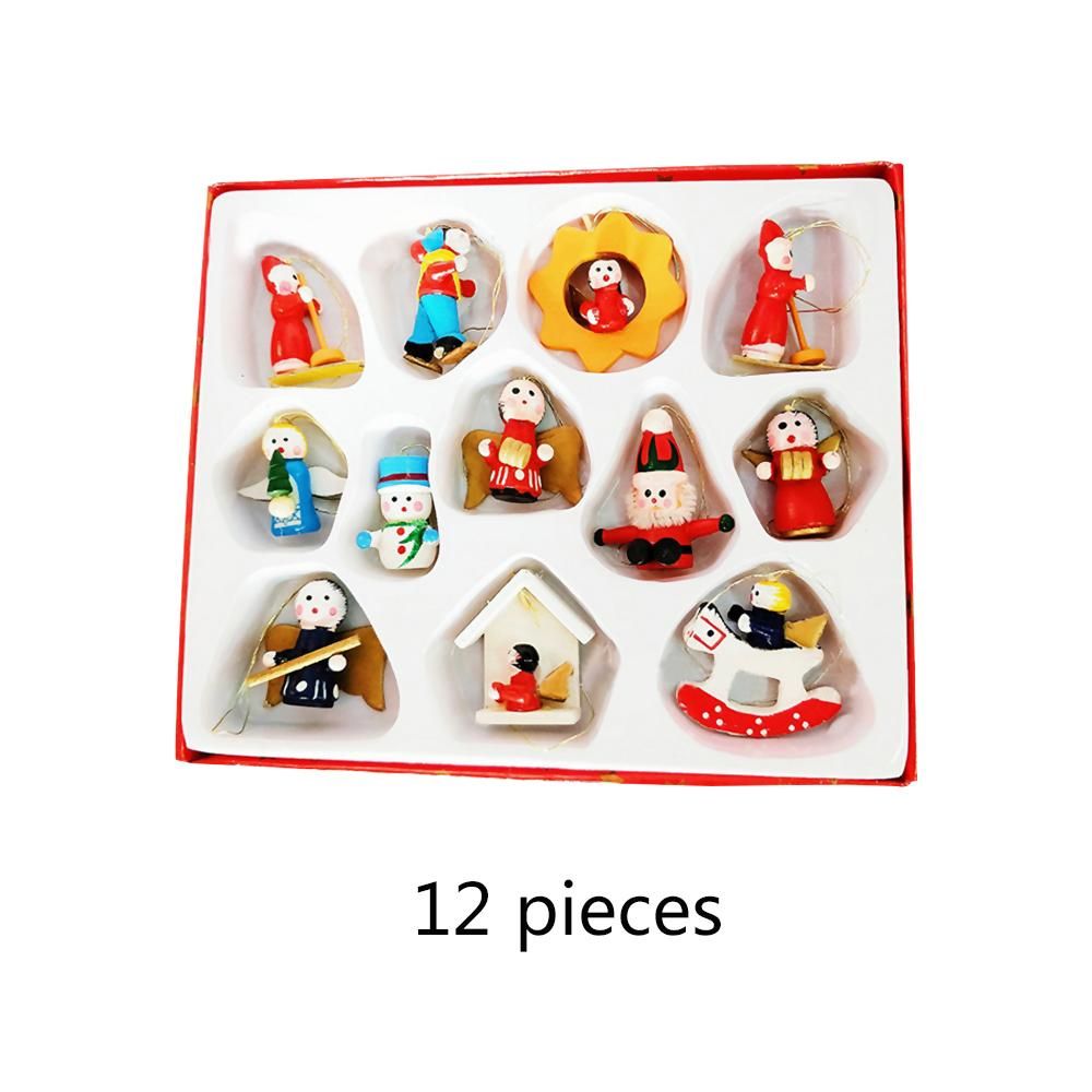 Mini Hanging Pendant Santa Christmas Tree Ornaments Wooden Birthday Gift Wedding Decoration Wood Crafts