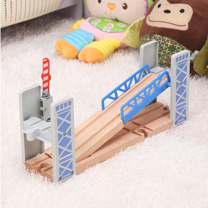 Wooden Train Tracks Railway Toys Set Wooden Double Deck Bridge Wooden Accessories Overpass Model Kid's Toys Children's Gifts