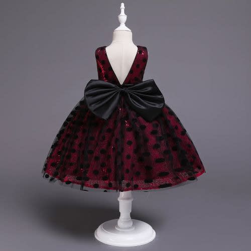 Girl's Shimmer And Shine Polkadot Gown - Maroon