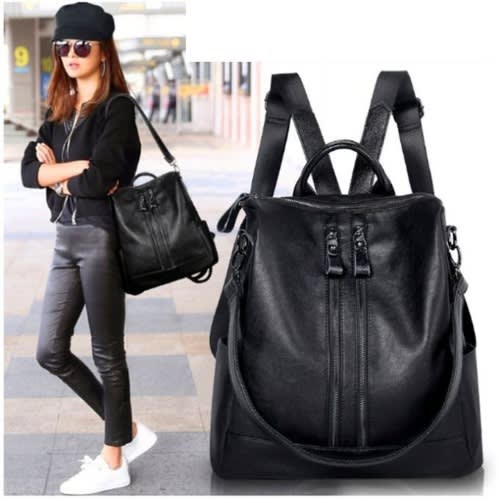 Waterproof Leather Anti-Theft Backpack For Ladies