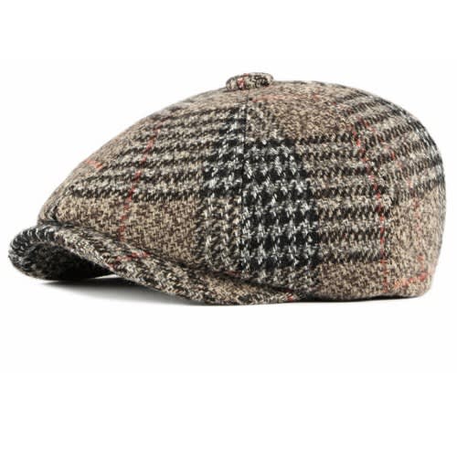 Men Octagonal Panama Cap - Brown