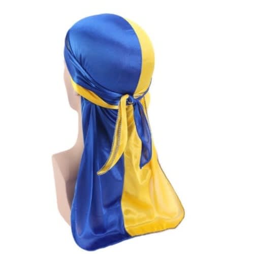 Two Colour Silk Durag - Blue & Yellow