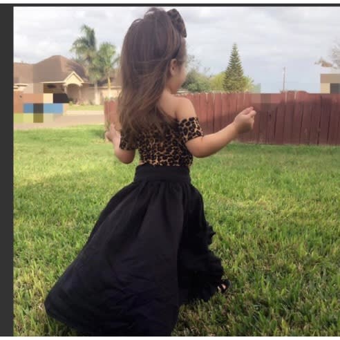 Girls Animal Print Skirts And Off Shoulder Top