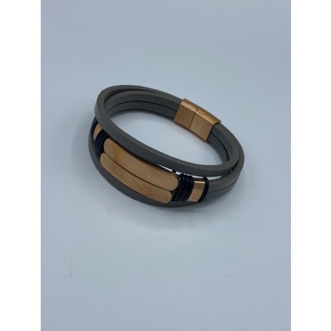Grey Leather Men's Bracelet