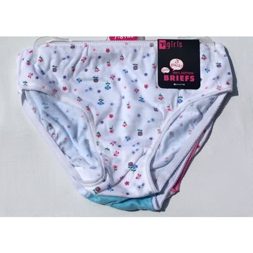 Girl's Flowery Briefs -3 Pack  - Blue