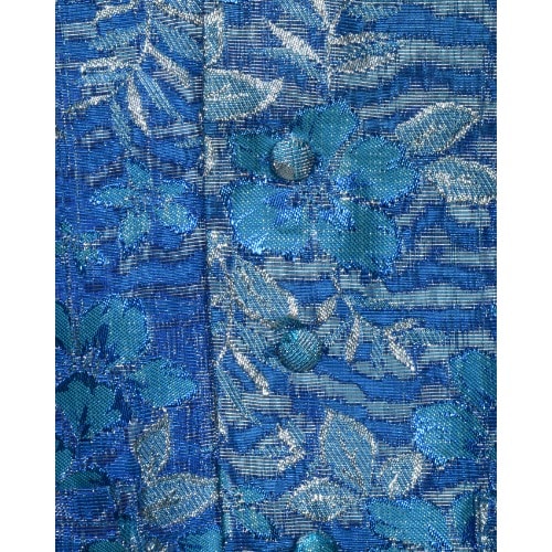 Floral Detailed Waistcoat-Blue - MWC-1338