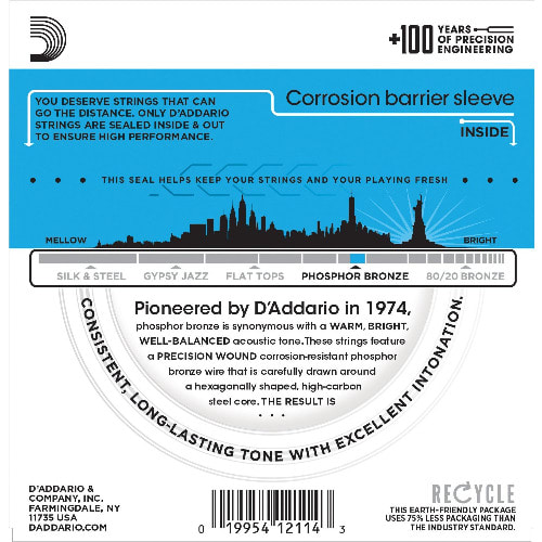 D'Addario EJ16-10P Phosphor Bronze Acoustic Guitar Strings - Light