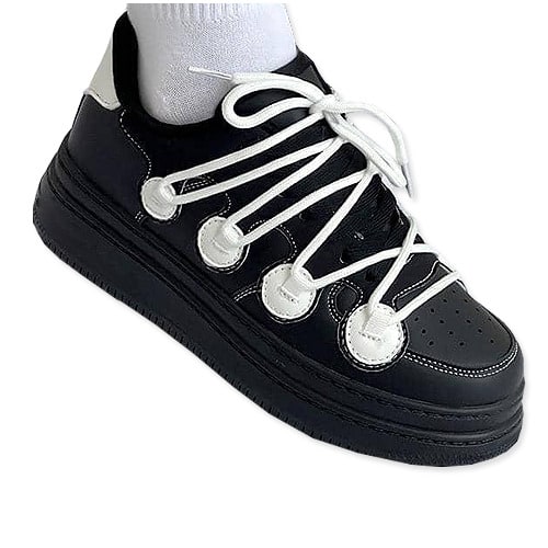 Men's Sneakers With Fancy Lace - Black