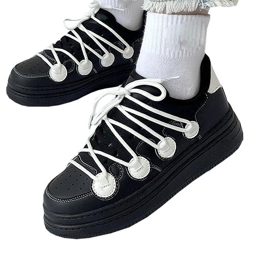 Men's Sneakers With Fancy Lace - Black