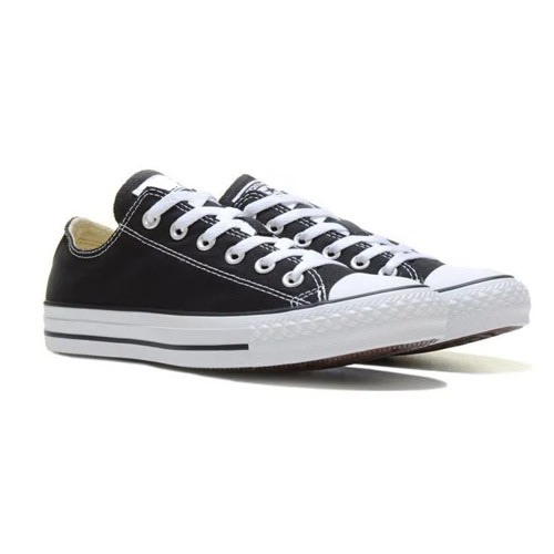 Men's Canvas Low Top Sneakers -Black