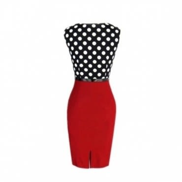 Women's Belted Work To Party Bodycon Dress - Red