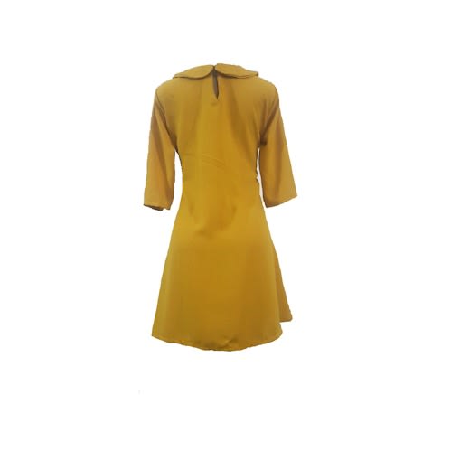 Corporate Shift Dress With Beads-Mustard Yellow