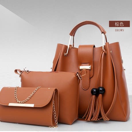 3 In 1 Ladies Handbag - Brown
