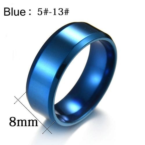 Thicken Titanium Stainless Steel Rings - Blue