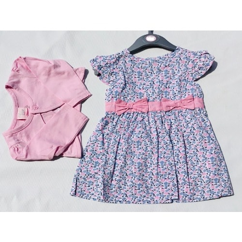 Girls 2 Piece Woven Summer Dress & Bolero Set- Pink