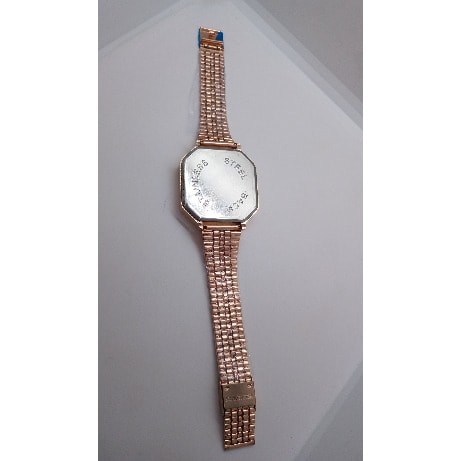 Unisex Touch Screen Rhinestone Bezel Square Faced Chain Watch- Rose Gold