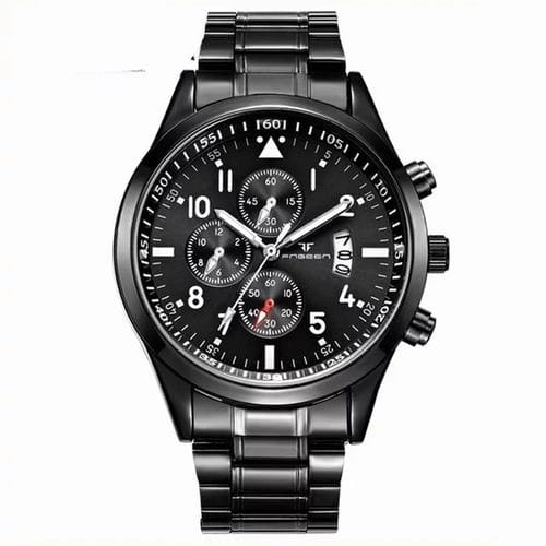 2 In 1 Full Steel Women Unisex Wrist Watch With Bracelet-black