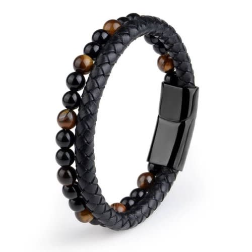 2 In 1 Full Steel Women Unisex Wrist Watch With Bracelet-black