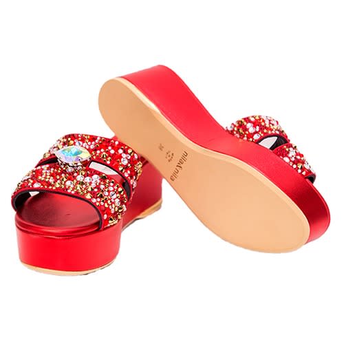 Nila And Nila Wedge Slippers - Red