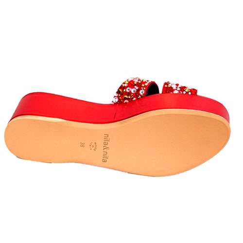 Nila And Nila Wedge Slippers - Red