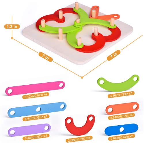 Wooden Letter And Number Construction Activity Set - Peg Board Toy