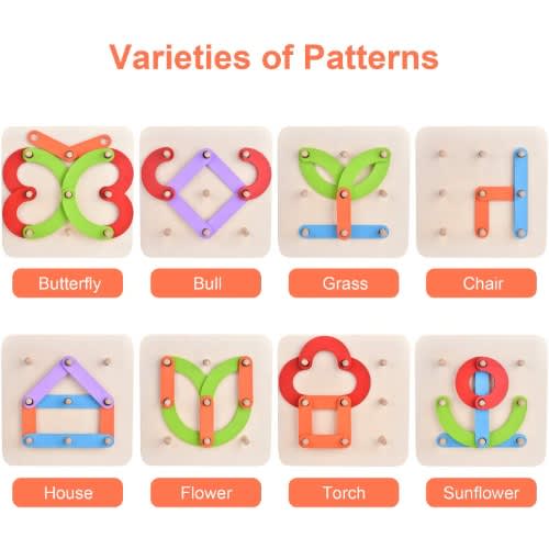 Wooden Letter And Number Construction Activity Set - Peg Board Toy