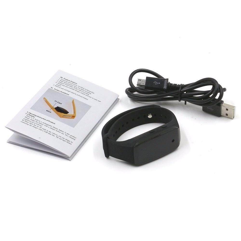 1080P Bracelet Camera,SCODE Wristband Hidden Camera Portable Camera - Bundle SD Card(Not Include),Rechargeable Bracelet DVR Cam With Audio Recording Black Black (black)