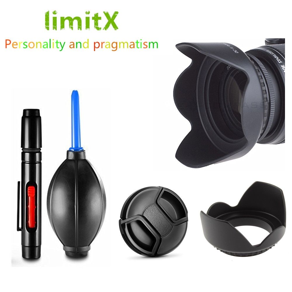 Lens Hood / Cap / Cleaning Pen / Air Blower Pump For Nikon D3400 D3500 D5600 With AF-P DX NIKKOR 18-55mm F/3.5-5.6G VR Lenses ABDSW