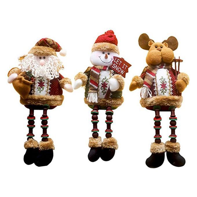 Hristmas Sitting Doll Plush Toy De Oration  Hildrent Gift Flannel Doll- Olorful