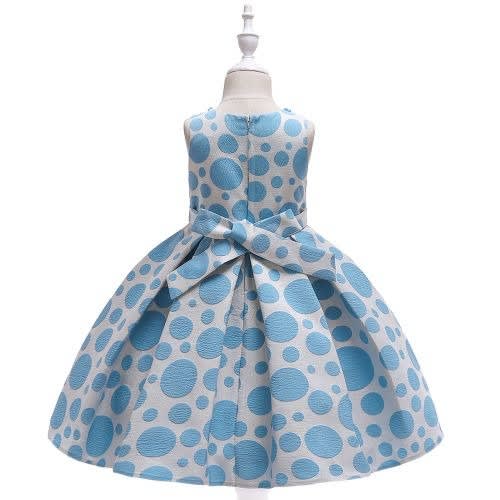 Pleated Polkadot Ball Gown - Sky Blue