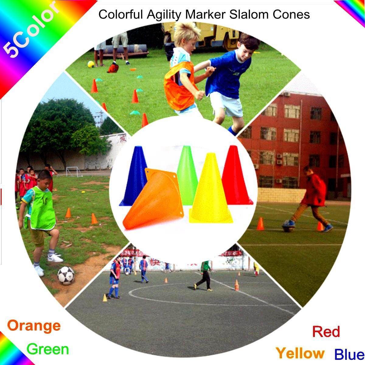 3PCS 7" Witches Hat Agility Cones Football Soccer Sports Drill Markers Slalom Blue PVC