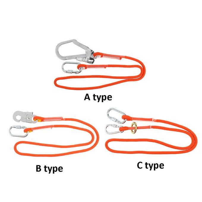 Orange Climbing Arborist Fall Arrest Safety Lanyard With Snap Hook