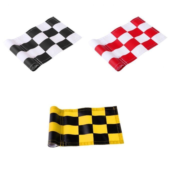 3x Golf Practicing Training Nylon Putting Green Chequered Flags