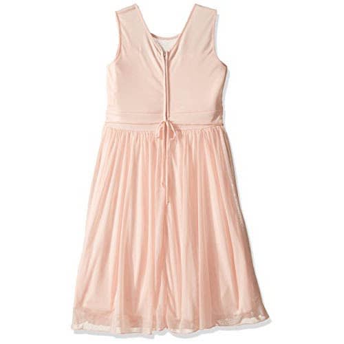 Illusion Shirred Sweetheart Dress For Girls -Pale Blush