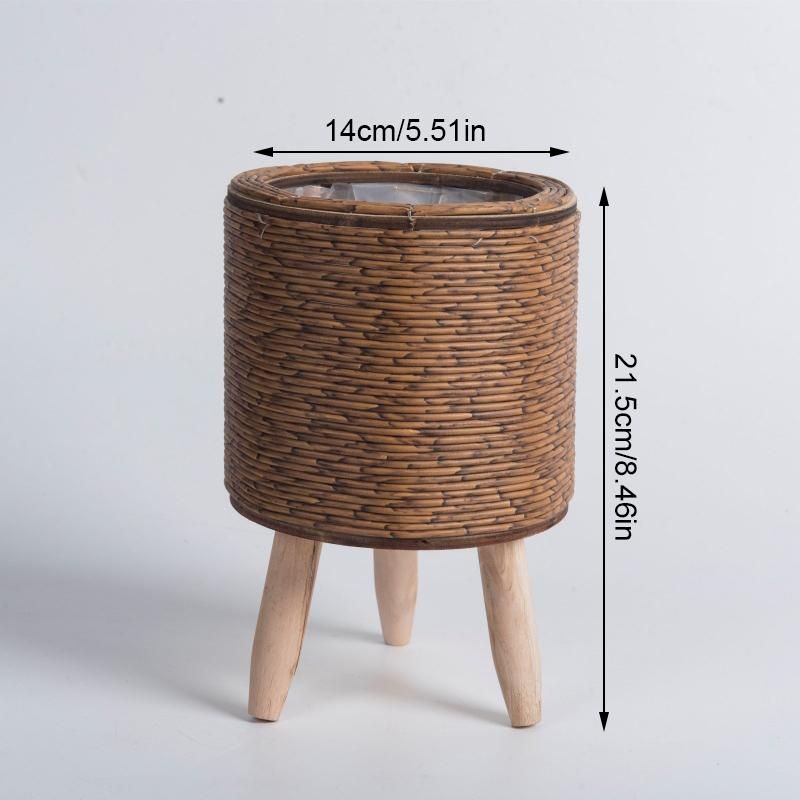 Nordic Flower Sh Imitation Rattan Flower Pot Woven Flower Basket With Removable Legs Plant Stand Basket Garden Home Decor