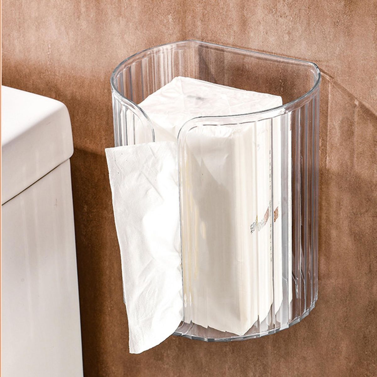 Napkin Dispenser Wall Hanging Napkin Storage Case with Traceless Sticker Transparent