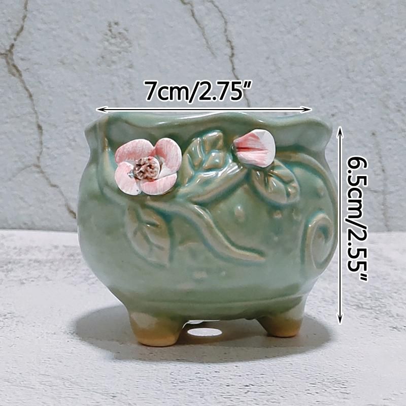 Korean Ins Floret Ceramic Succulent Flower Pots Home Featured Fresh Succulent Green Plant Thumb Pot Balcony Potted Plant Garden