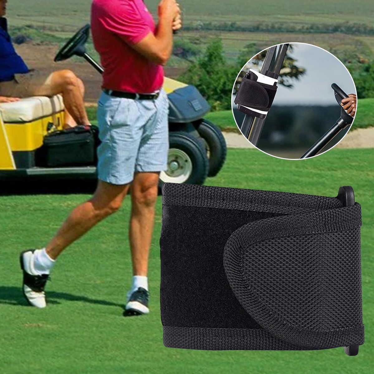 2xGolf Rangefinder Strap Magnetic Range Finder Device Bar Rail Black