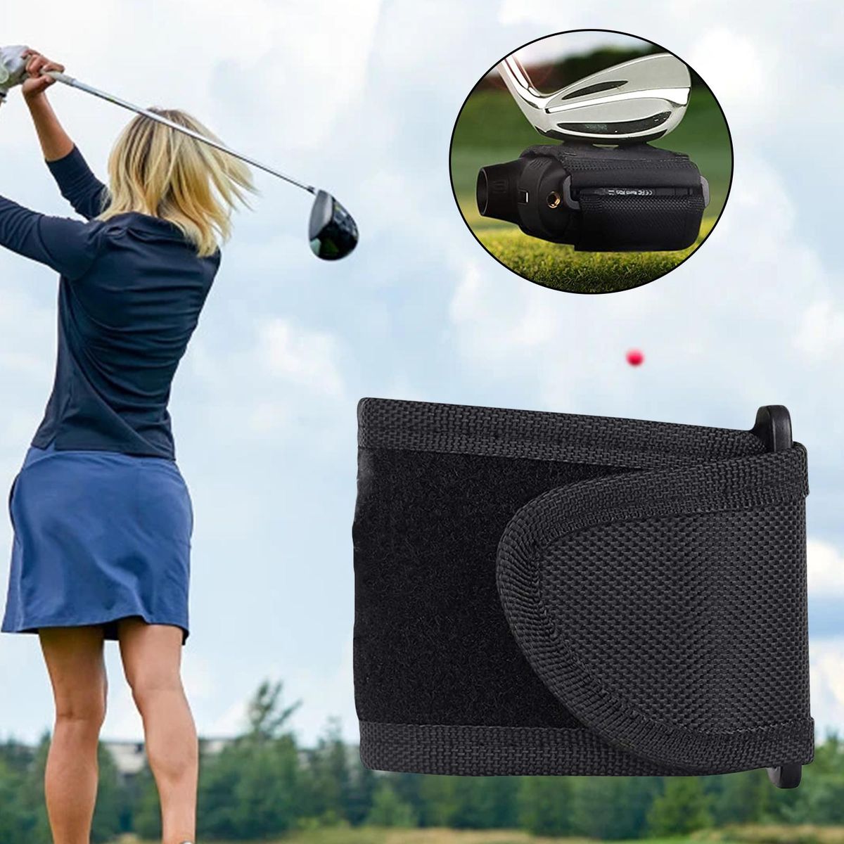 2xGolf Rangefinder Strap Magnetic Range Finder Device Bar Rail Black